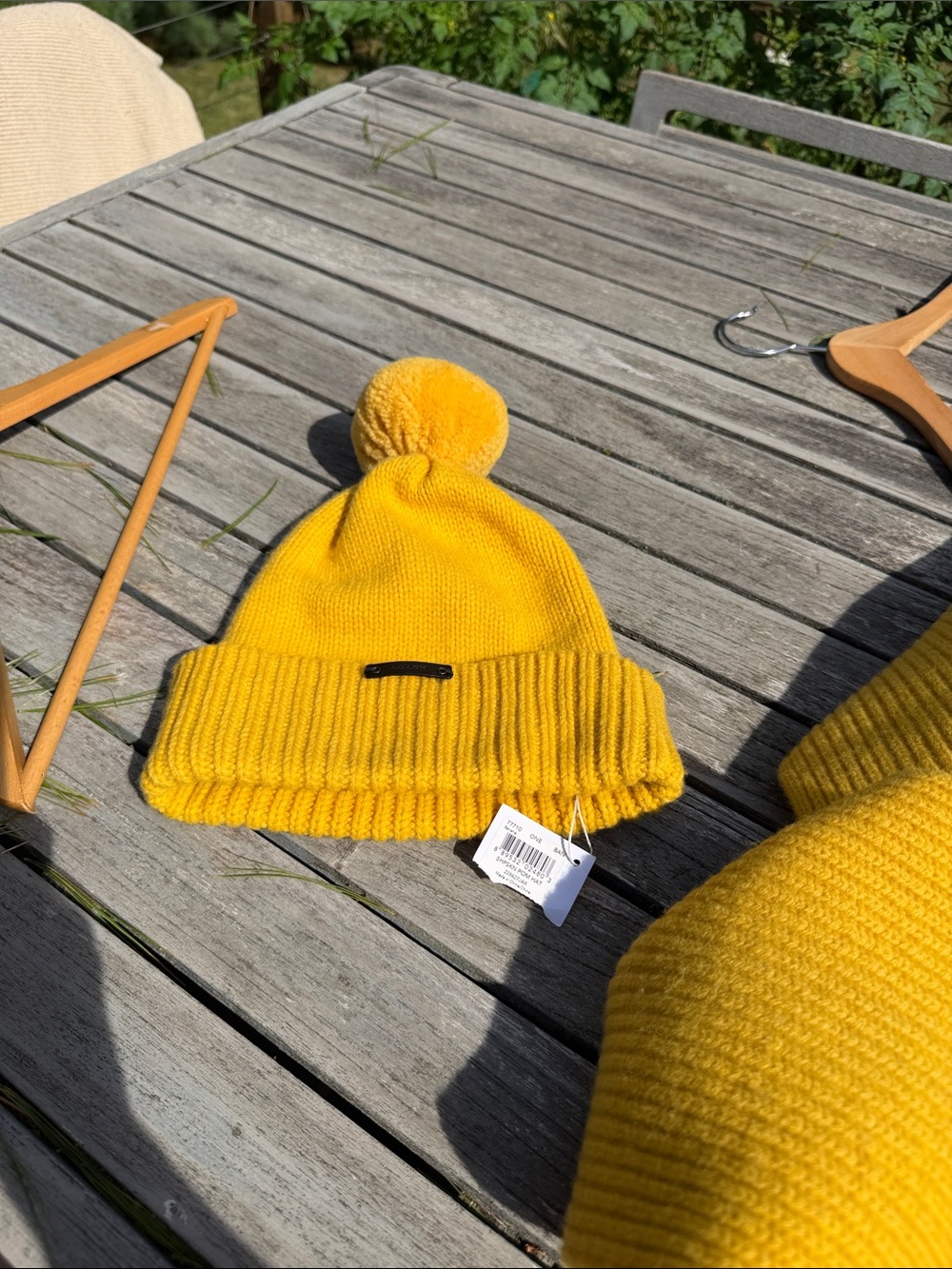 Coach Yellow Pom-Pom Knit Beanie for Kids